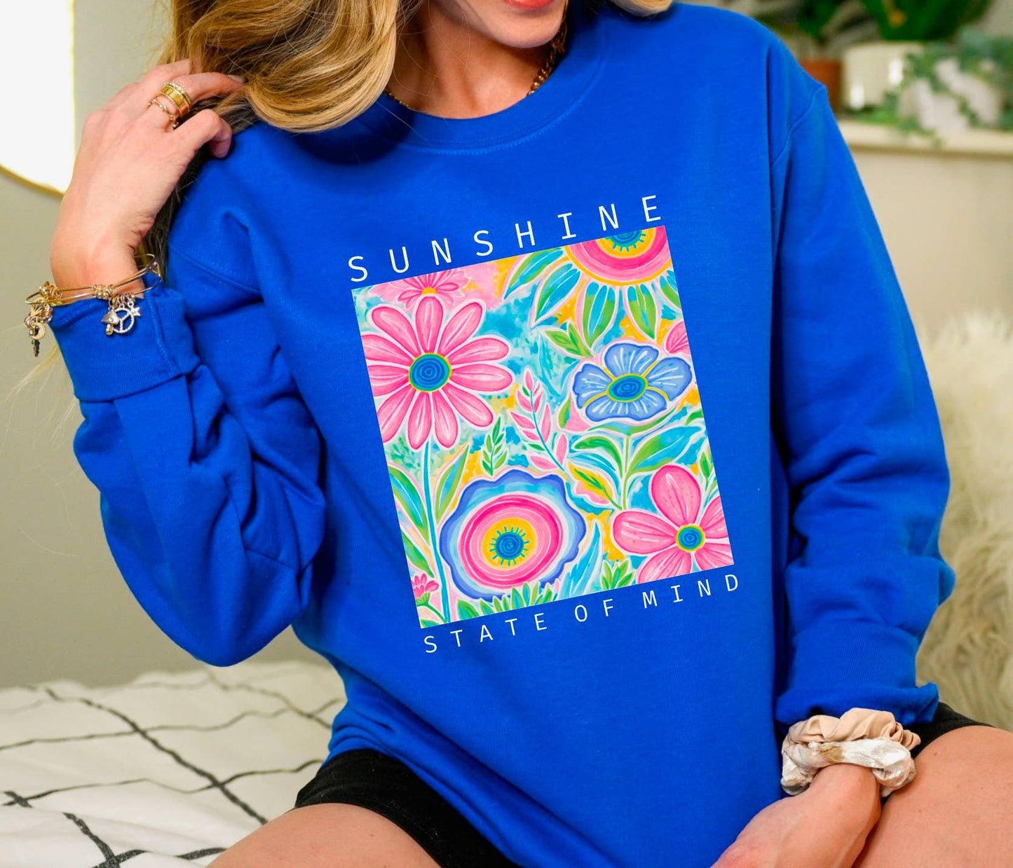 Colorful Sunshine State Of Mind Sweatshirt Summer Floral