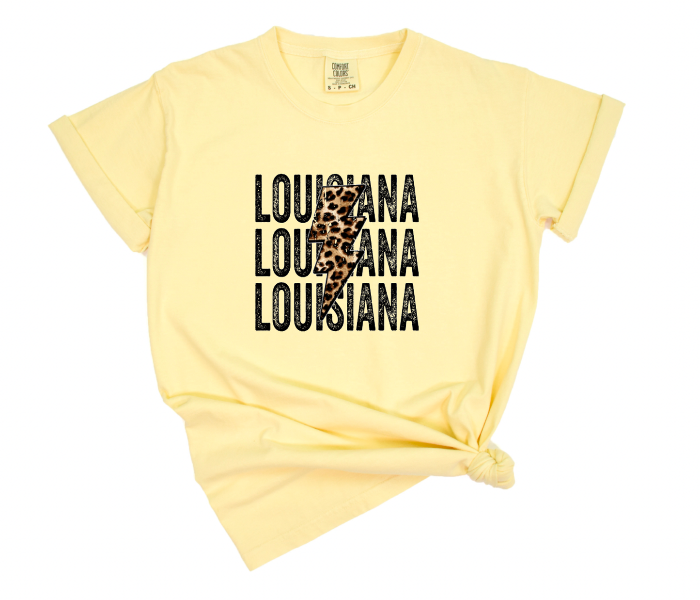 Louisiana Stacked Lightning Bolt Comfort Colors Tee