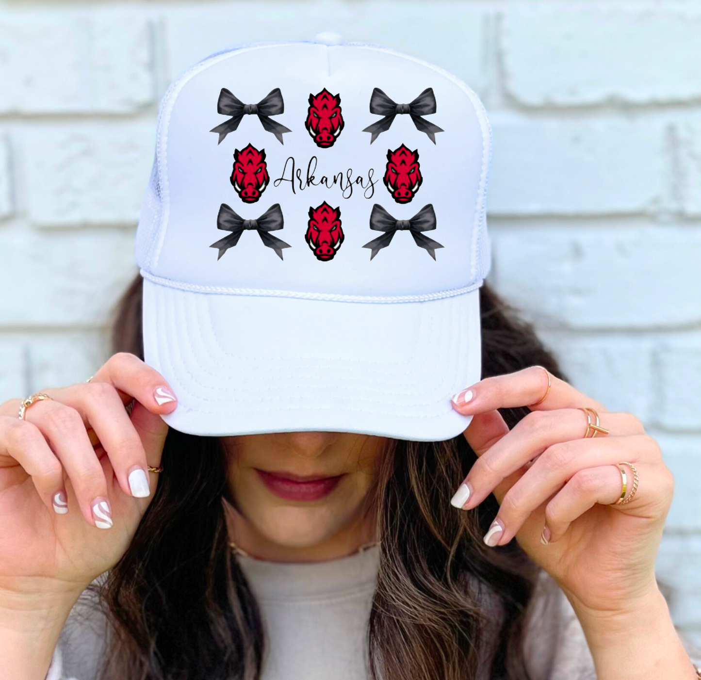 Arkansas Razorbacks Coquette Bows Trucker Hat Football