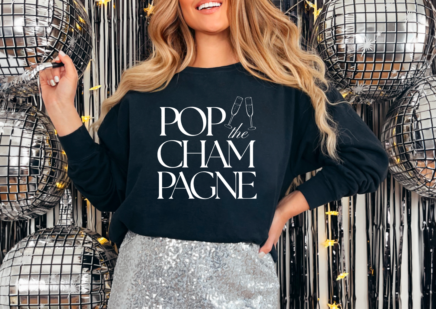 Preppy Pop The Champagne Graphic Sweatshirt New Years