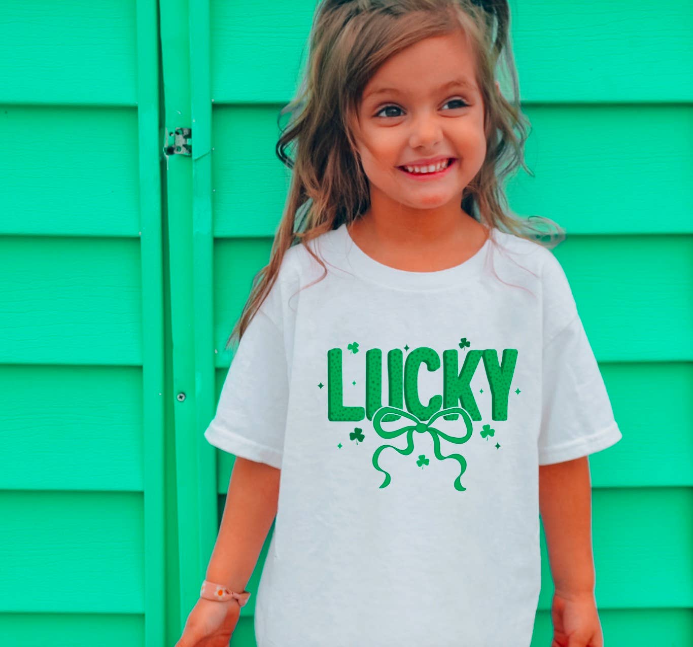 Toddler Retro Lucky Coquette Bow Tee St Patrick’s Day Kids