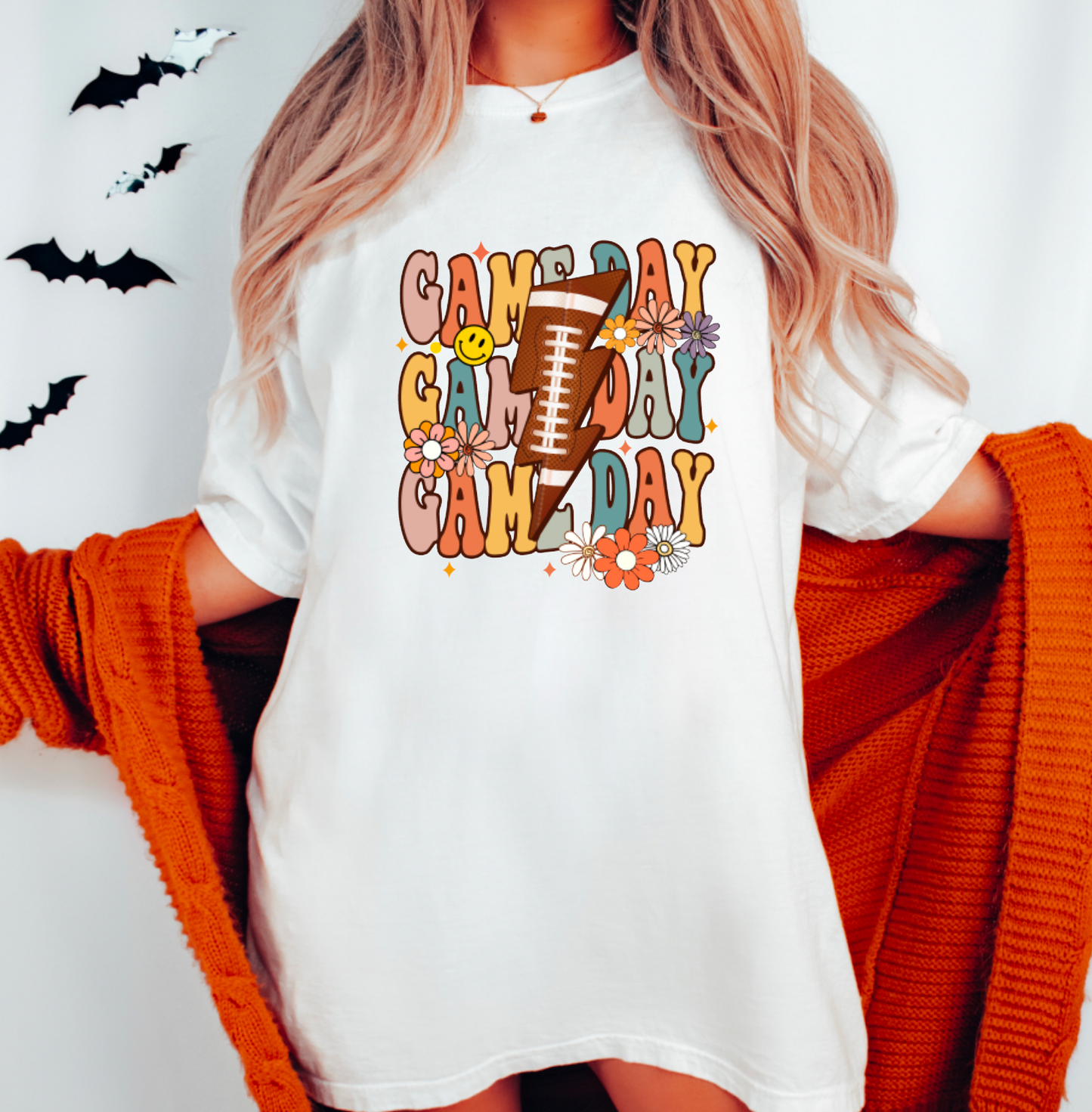 Retro Gameday Lightning Bolt Comfort Colors Tee Football Tee