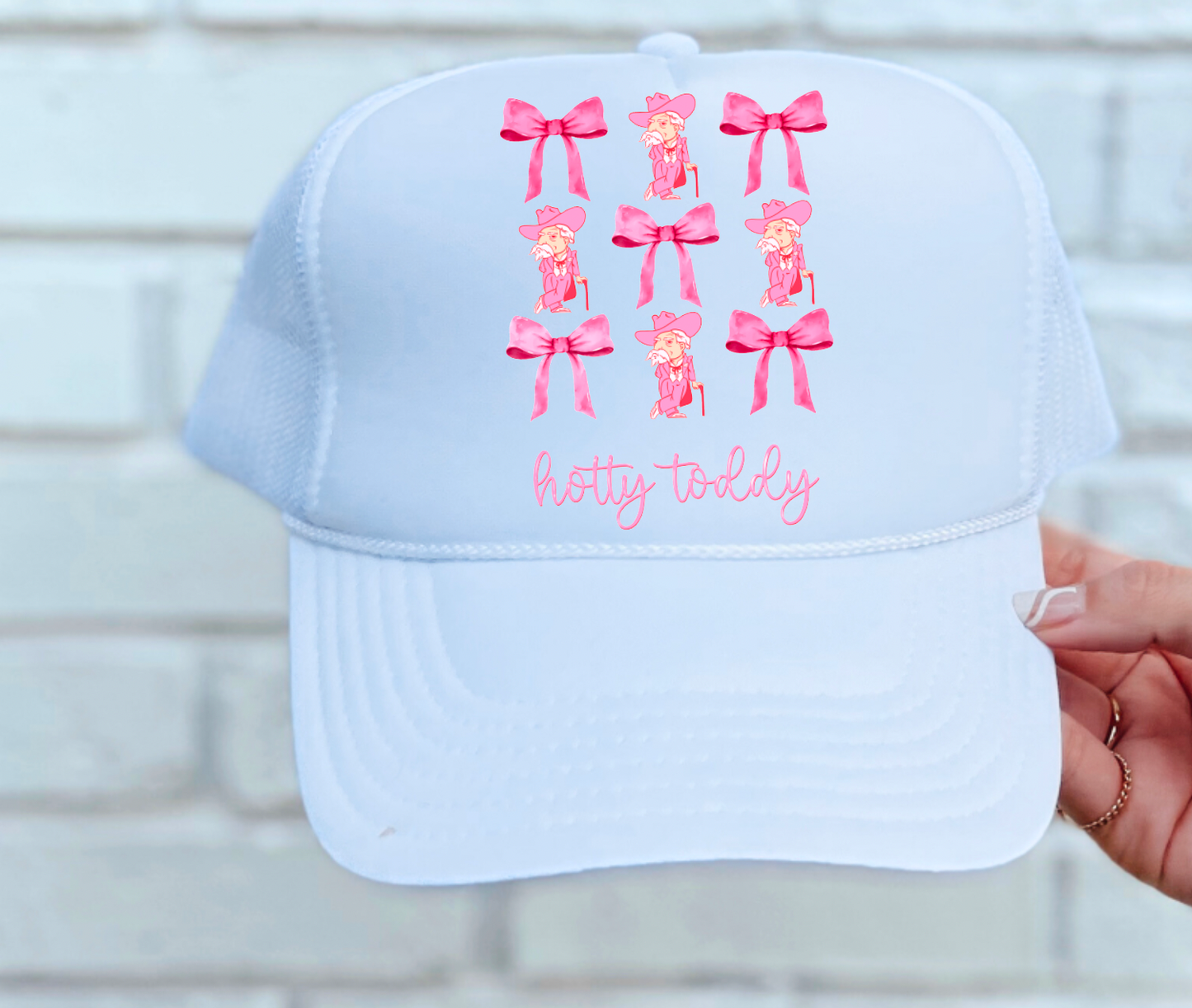 Preppy Ole Miss Pink Coquette Bows Trucker Hat