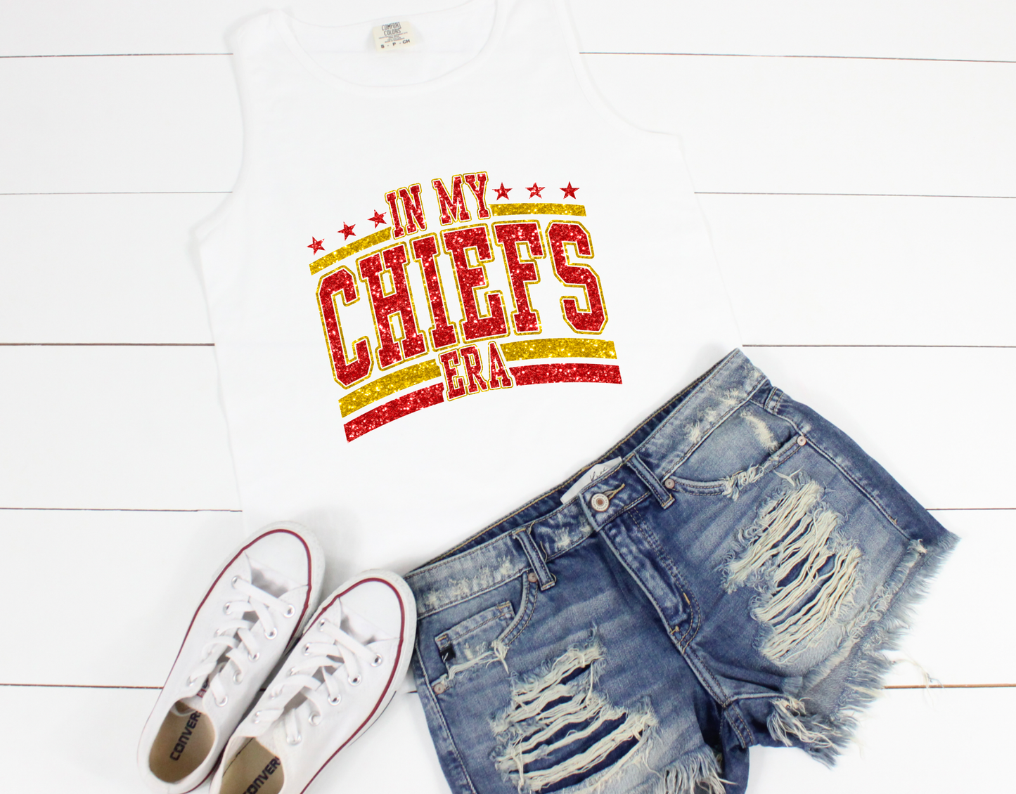Faux Glitter In My Chiefs Era Comfort Colors Tank