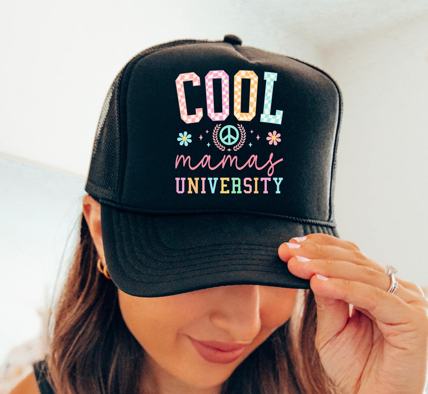 Cool Mama's University Checker Trucker Hat | Mama