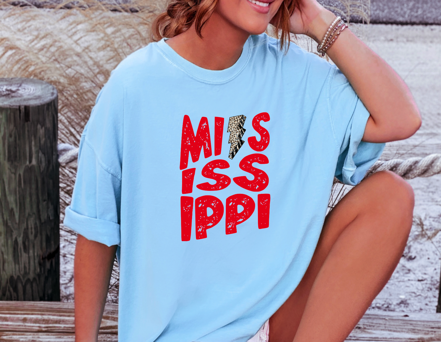 Ole Miss Rebels Lightning Bolt Graphic Tee
