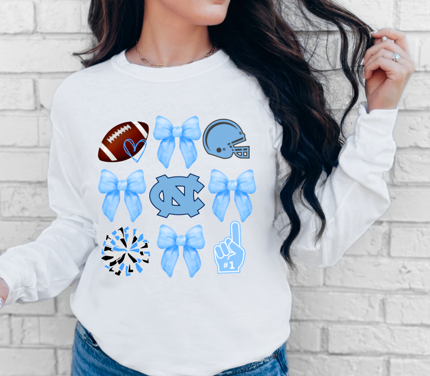 North Carolina Tar Heels Coquette Long Sleeve Tee Football