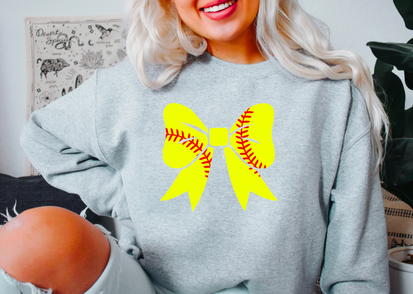 Coquette Softball Bow Sweatshirt | Softball