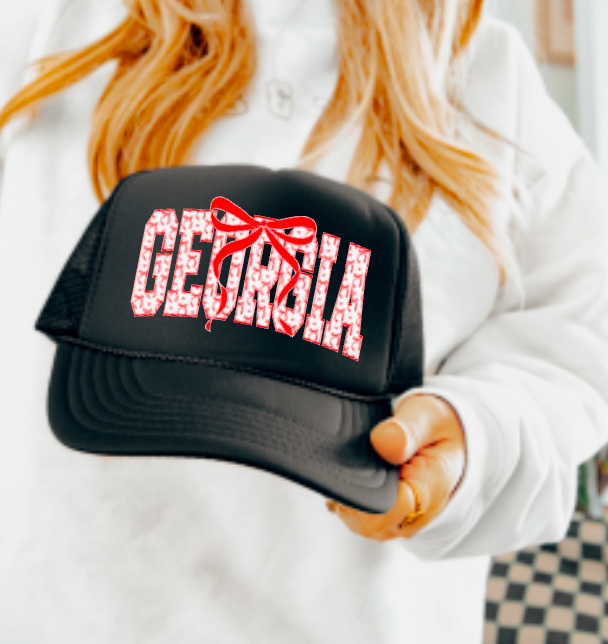 Preppy Georgia Coquette Bow Trucker Hat