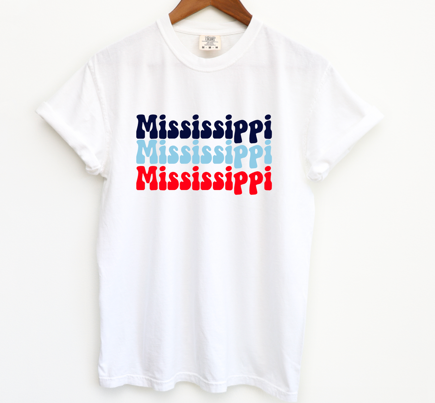 Ole Miss Retro Mississippi Stacked Comfort Colors Tee