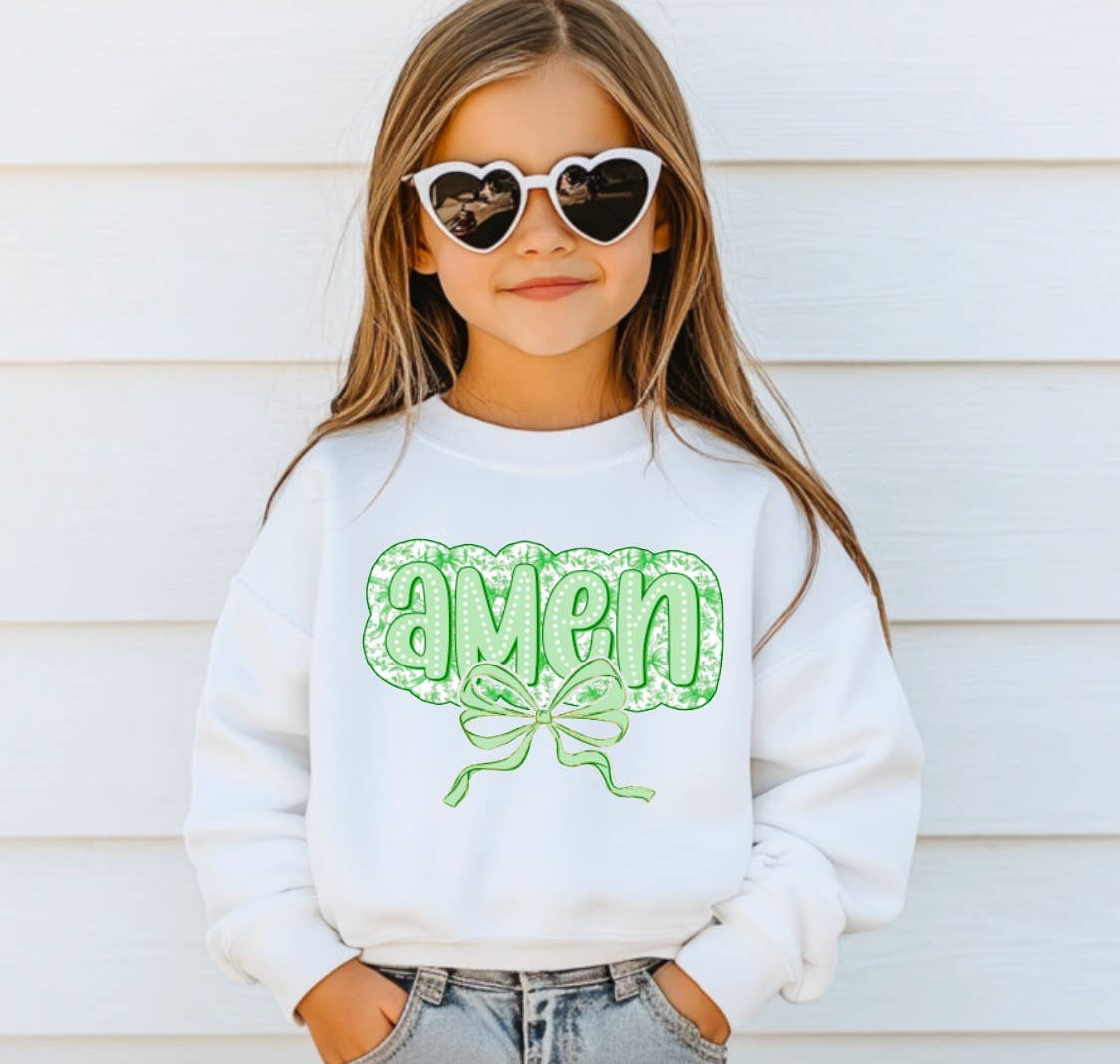 YOUTH Green Chinoiserie Amen Coquette Bow Sweatshirt