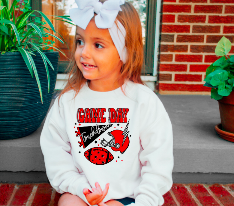 YOUTH Retro Black & Red Football Game Day Sweatshirt Kids