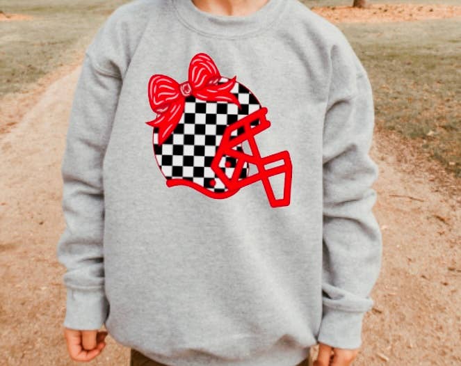 YOUTH Preppy Checker Helmet Coquette Sweatshirt Football