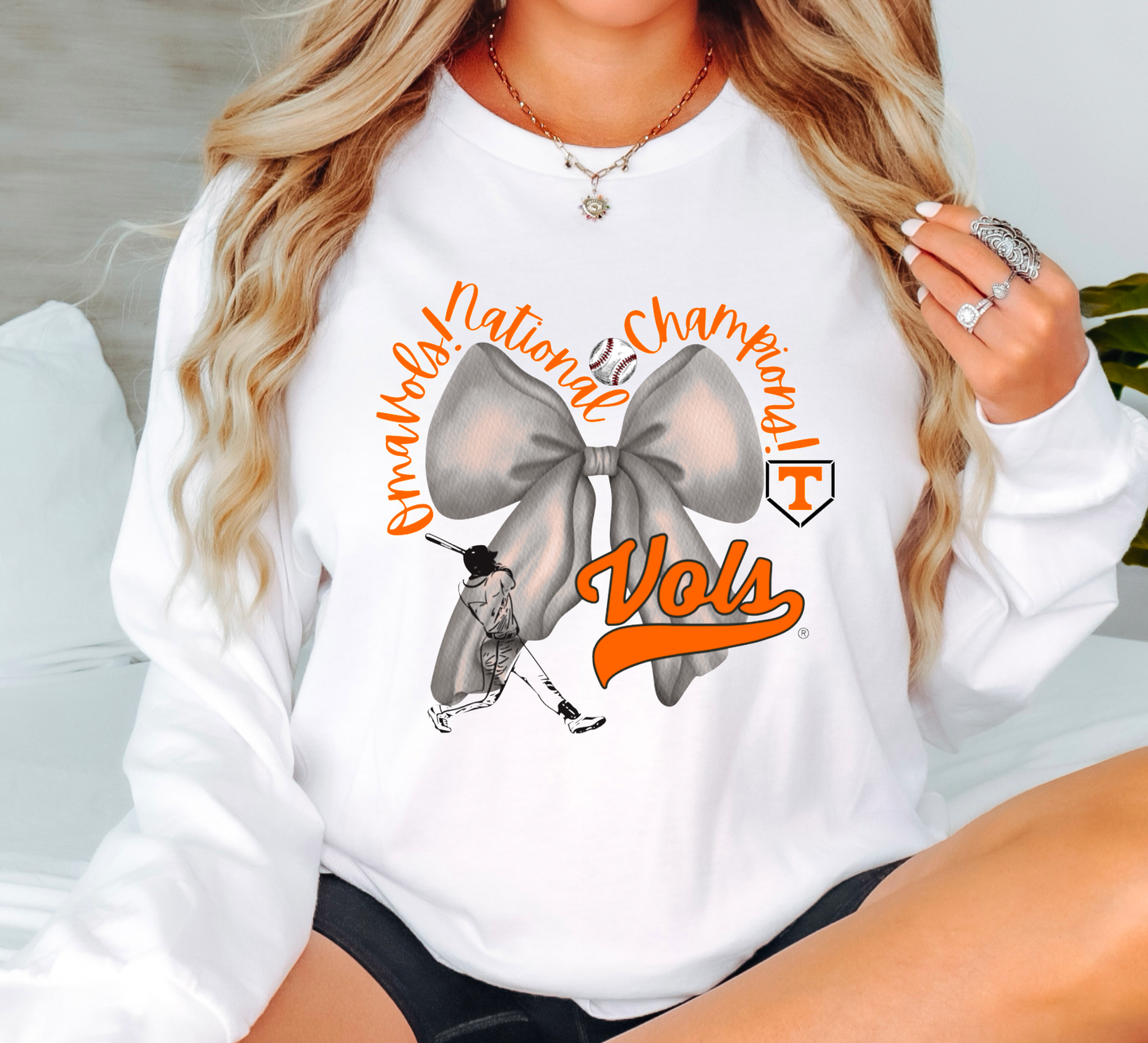 Tennessee Vols Baseball Bow National Champions Long Sleeve