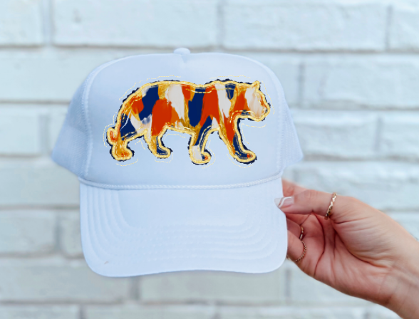 Watercolor Game Day Tigers Trucker Hat Football Fall