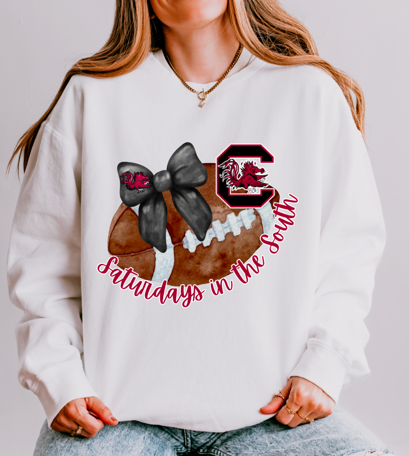 South Carolina Gamecocks Football Coquette Bow Sweatshirt