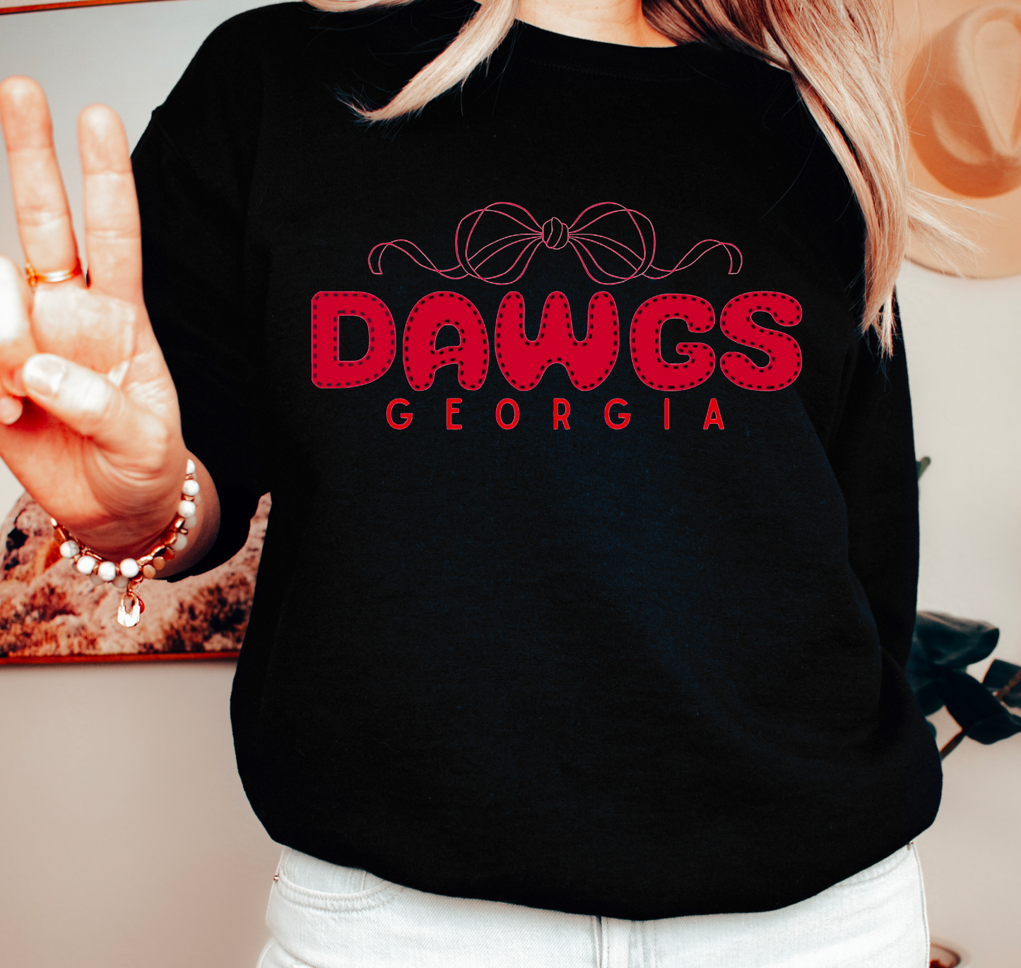 Georgia Bulldogs Coquette Bow Sweatshirt Football Dawgs