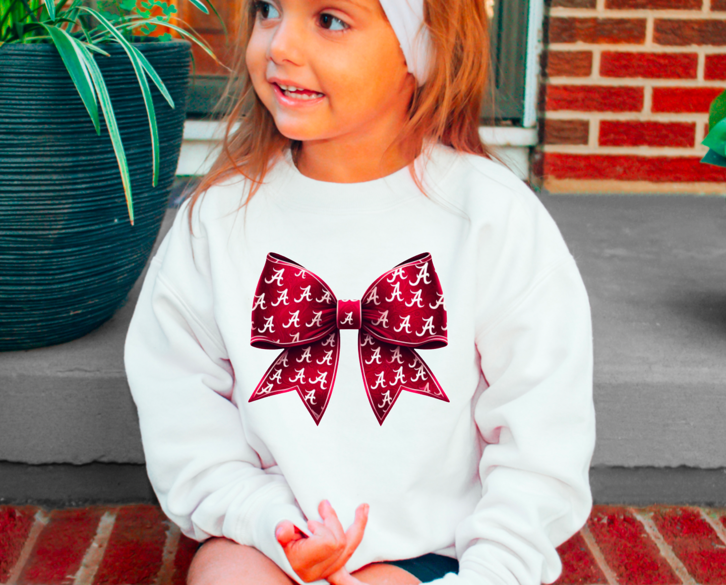 YOUTH Alabama Crimson Roll Tide Coquette Bow Sweatshirt Kids