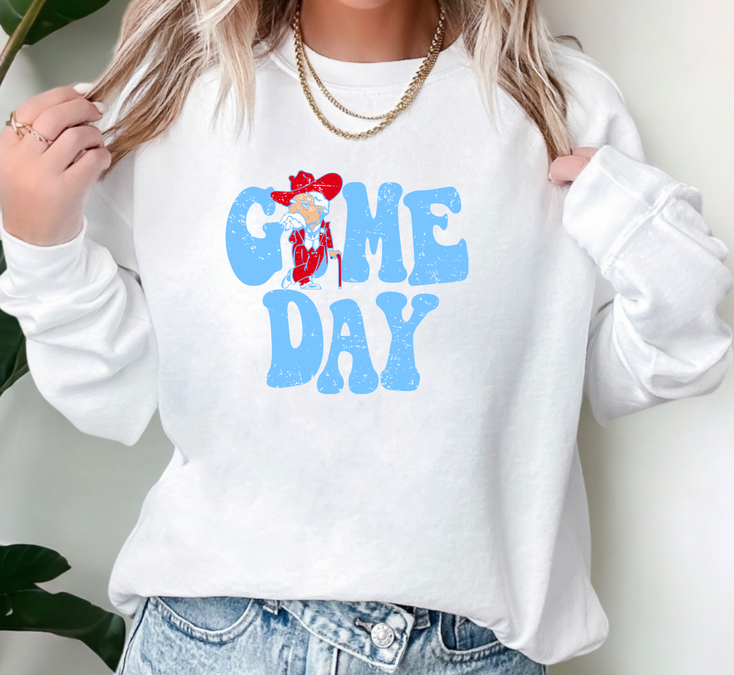 Game Day Ole Miss Powder Blue Crewneck Sweatshirt