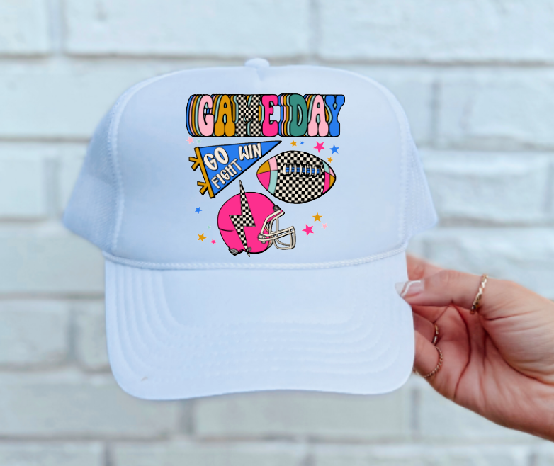 Retro Colorful Game Day Football Trucker Hat
