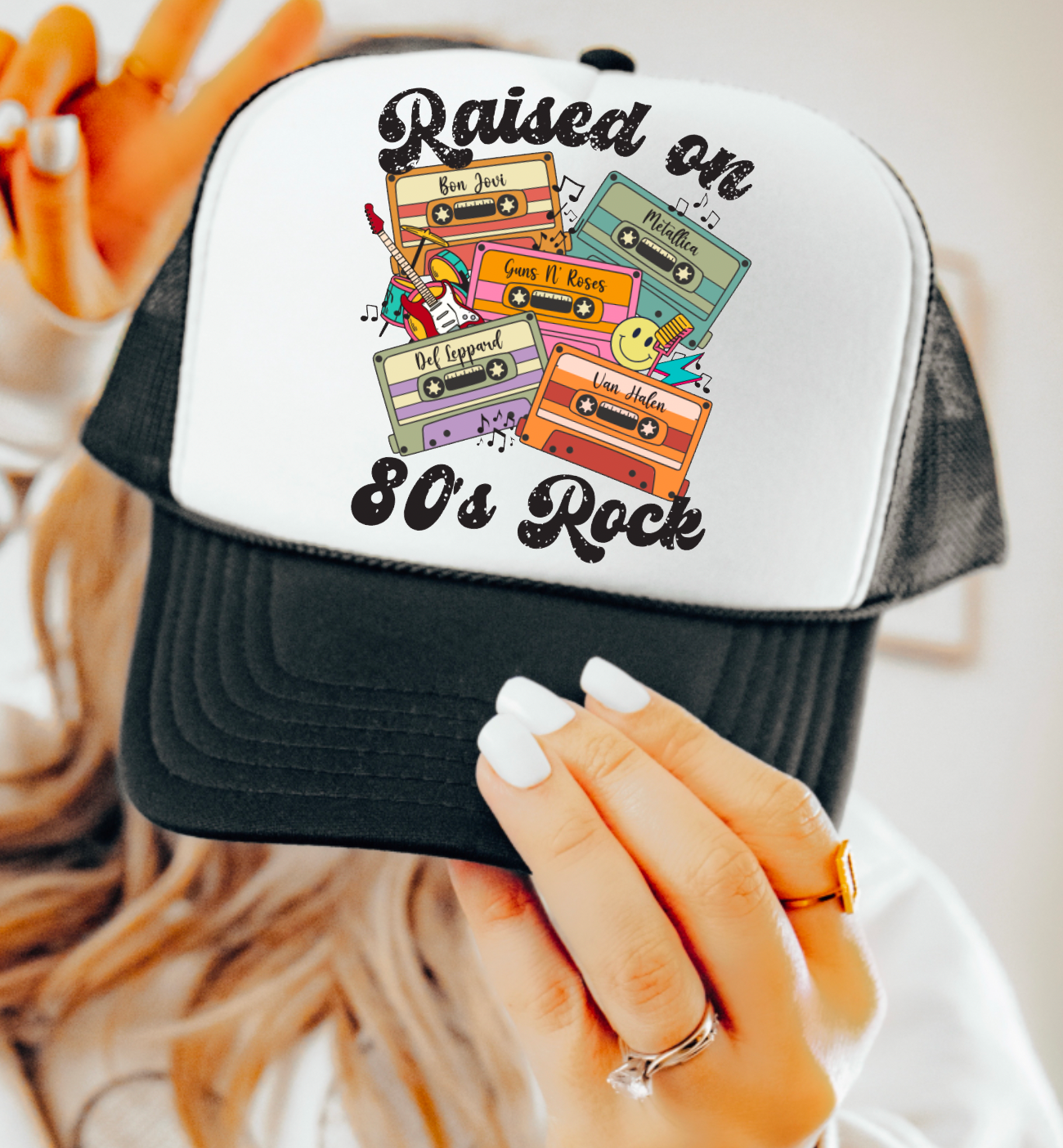 Raised On 80's Rock Cassette Tape Trucker Hat | Rock & Roll