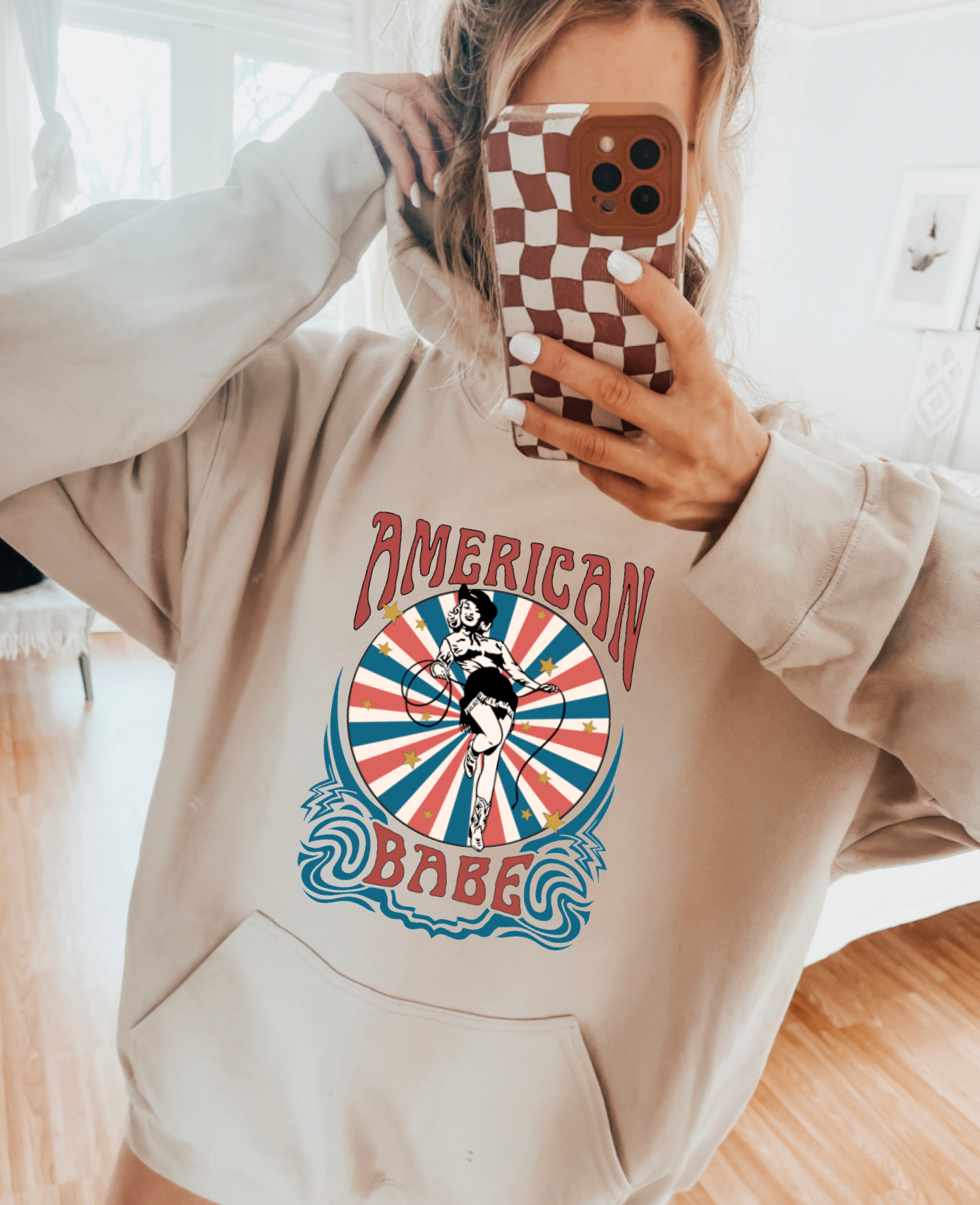 Retro American Babe Rodeo Hoodie | Western | 4th of July