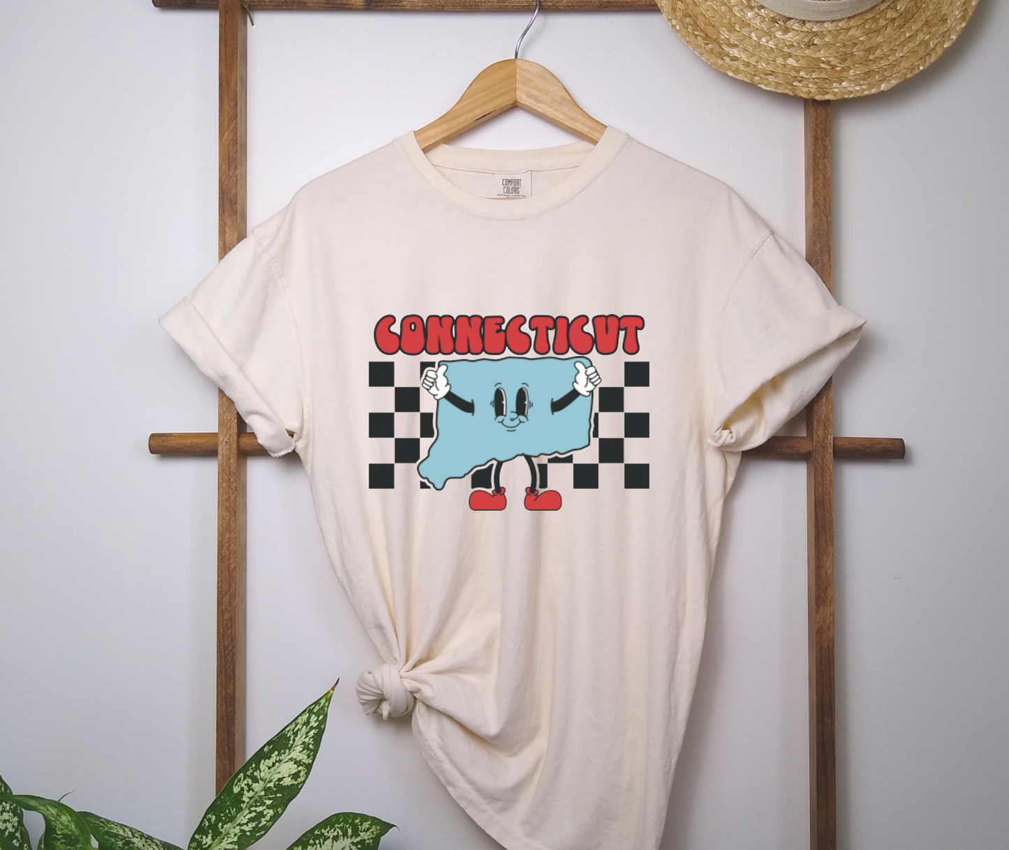 Retro Connecticut Checkered Graphic Tee | States
