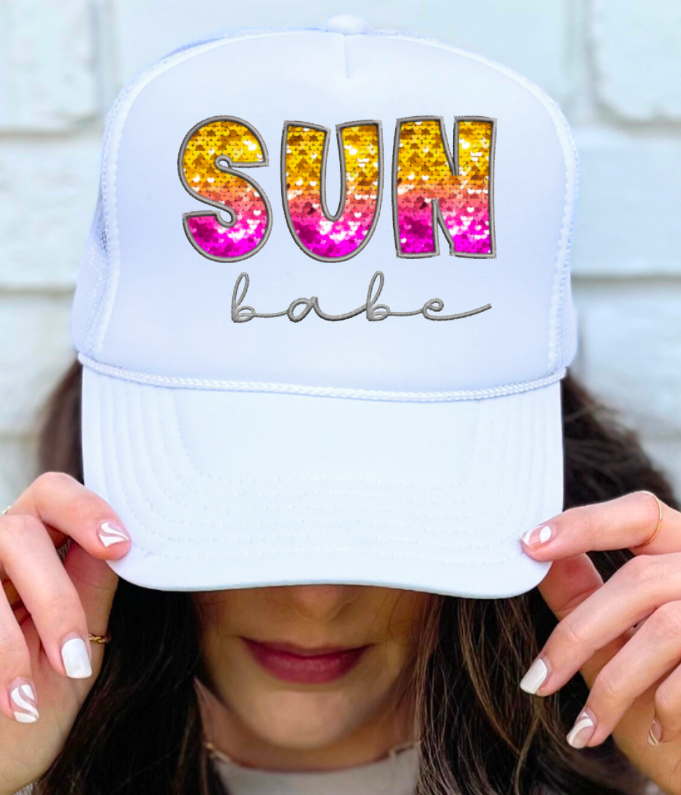Sun Babe Faux Sequins Trucker Hat | Summer
