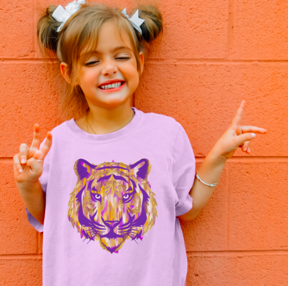 YOUTH Preppy Watercolor LSU Tiger Tee
