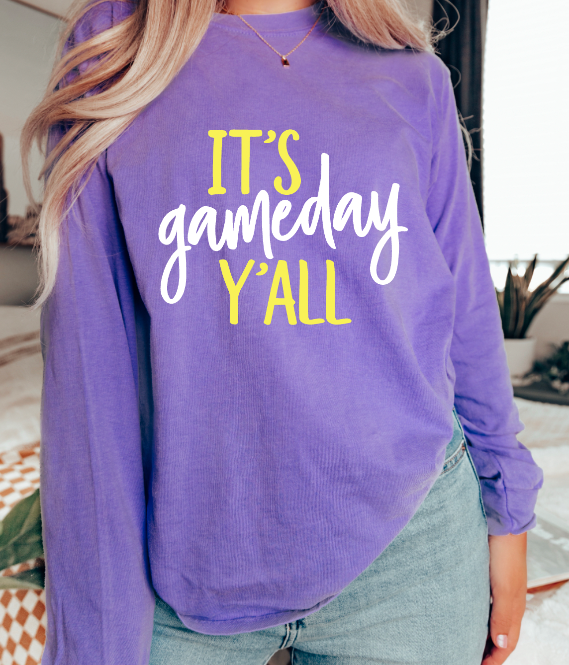 It's Gameday Y'all Comfort Color Long Sleeve LSU Tigers Tees