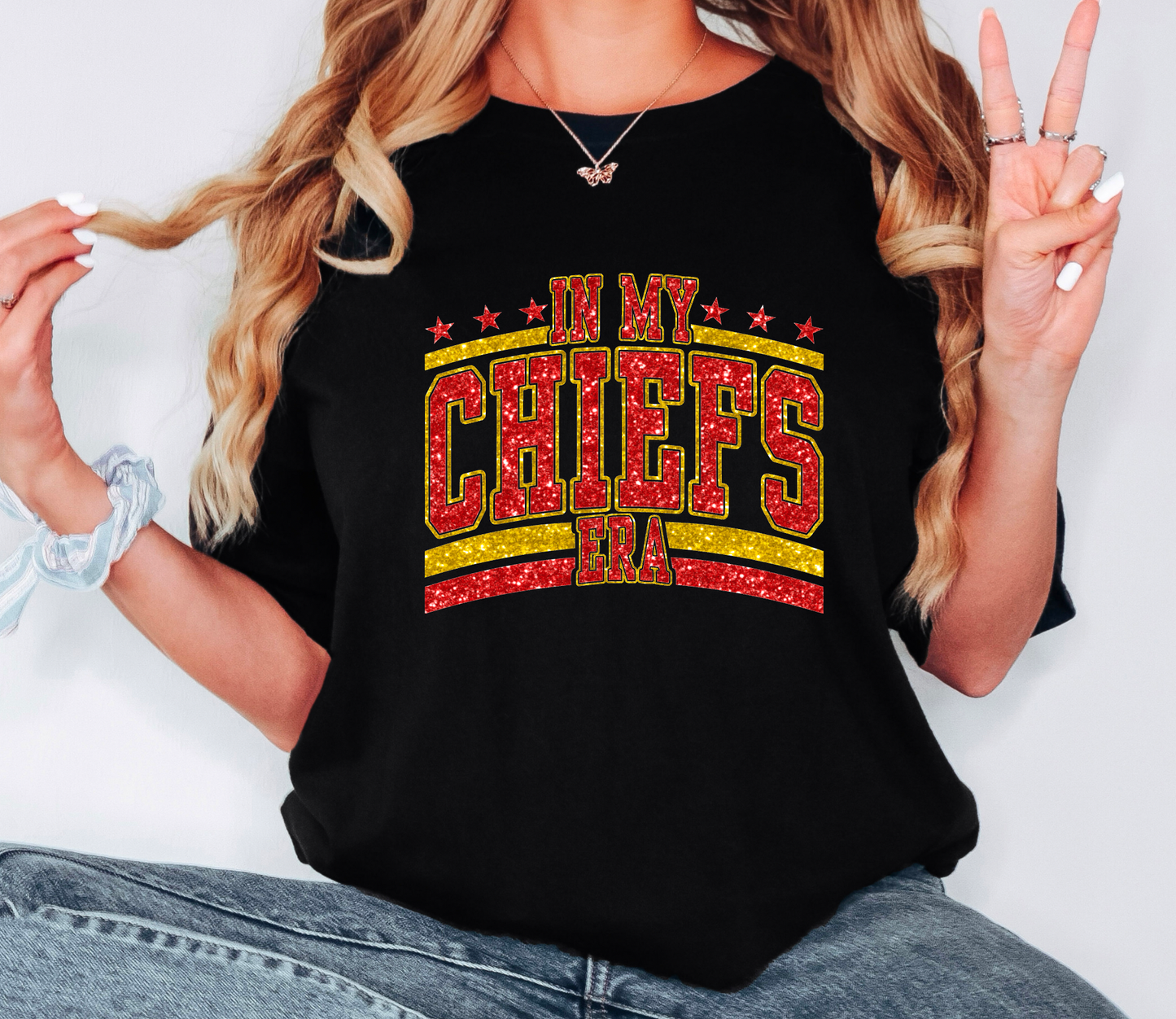 Faux Sequins In My Chiefs Era Football Graphic Tee T-Shirt