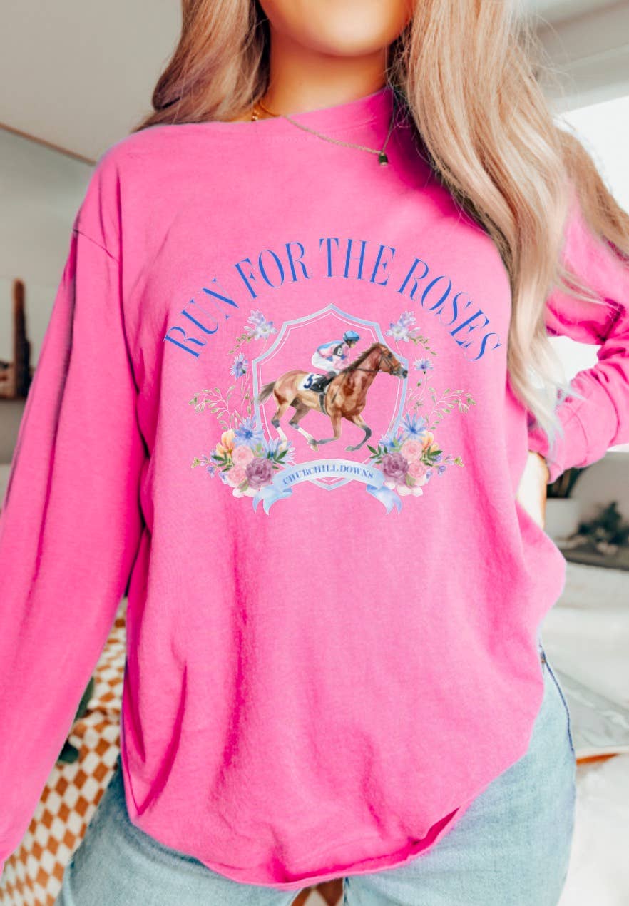 Preppy Run For The Roses Long Sleeve Tee Kentucky Derby