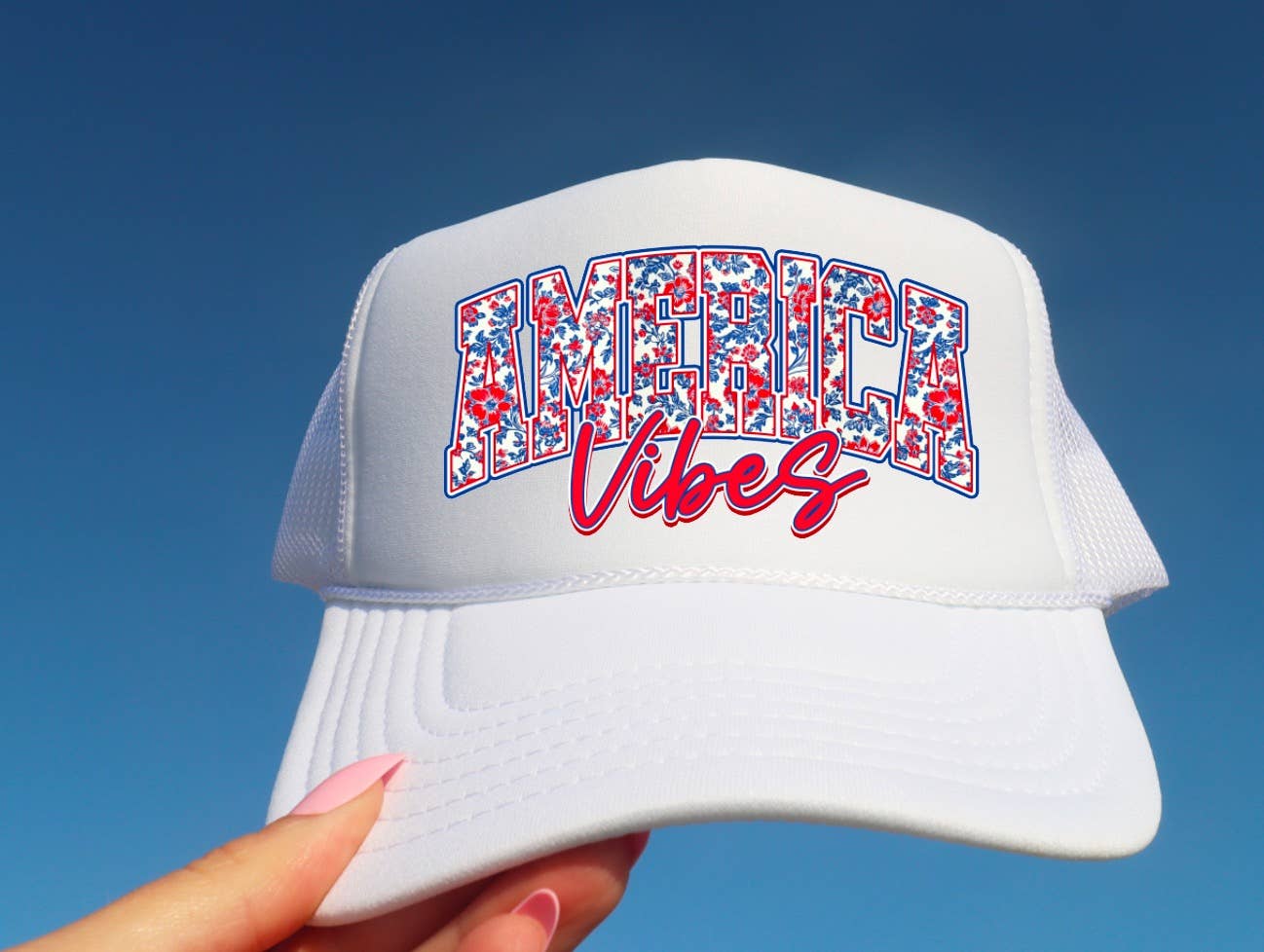 Red & Blue Chinoiserie America Vibes Trucker Hat USA Summer