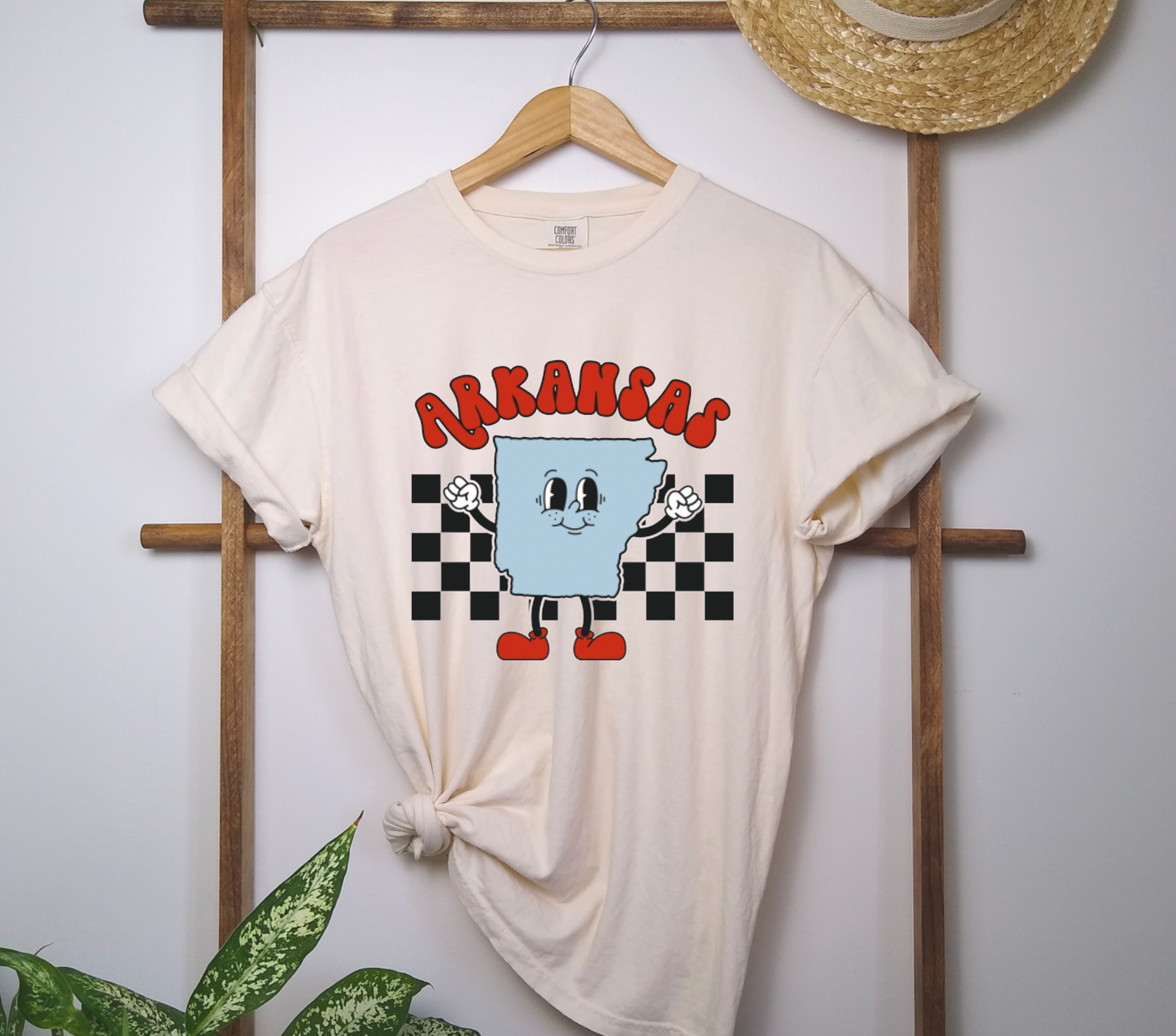Retro Arkansas Checkered Graphic Tee | States | Arkansas