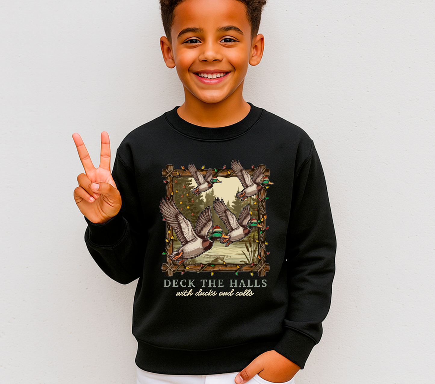 YOUTH Deck The Halls With Ducks And Calls Sweatshirt