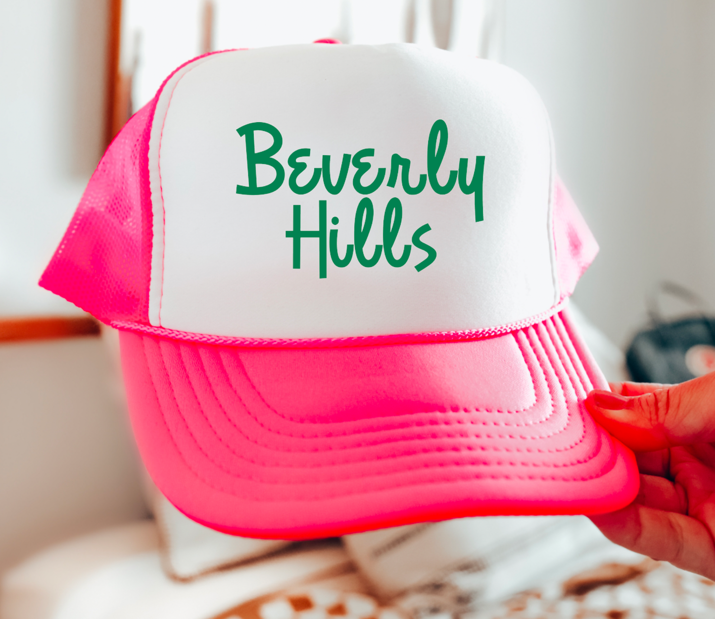 Beverly Hills California Neon Pink Trucker Cap