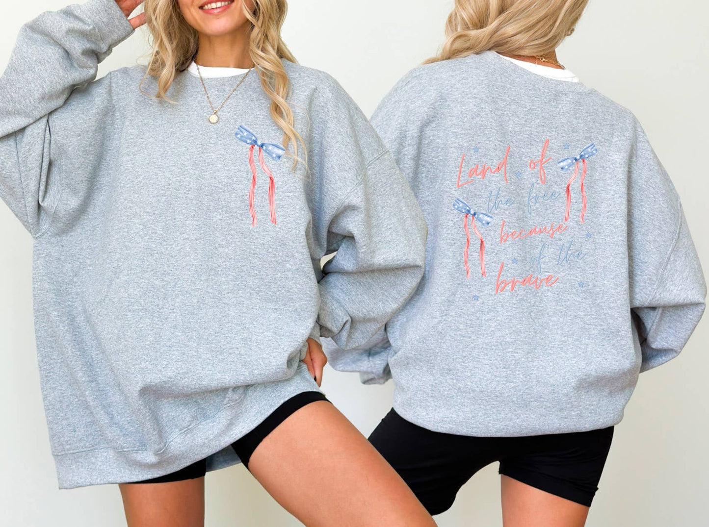 Preppy Land Of The Free Coquette Sweatshirt 4th Of July USA
