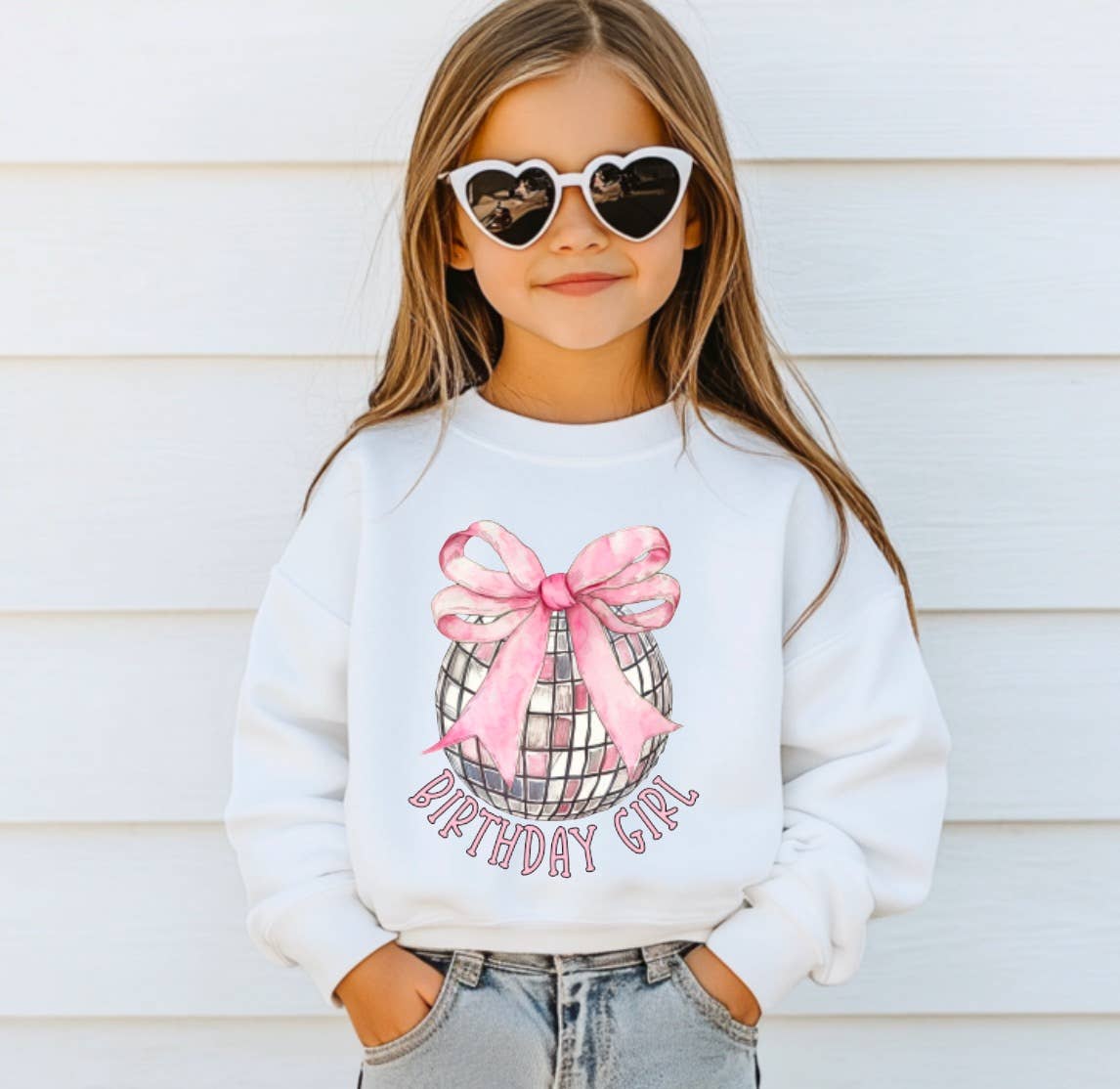YOUTH Preppy Birthday Girl Coquette Bow Sweatshirt Kids