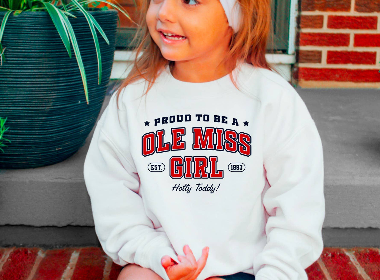 YOUTH Ole Miss Girl Sweatshirt Mississippi Football Kids