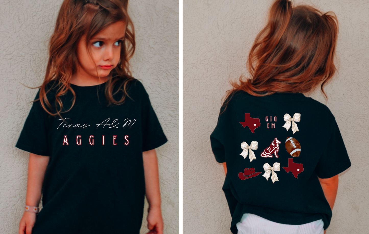 YOUTH Texas A&M Aggies Football Coquette Kids Tee