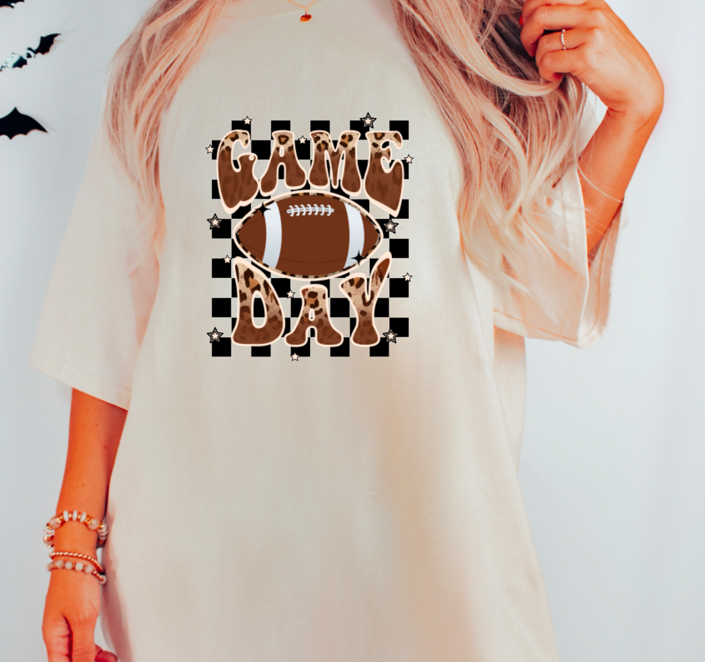 Leopard Football Game Day Checkered Graphic Tee | T-Shirts