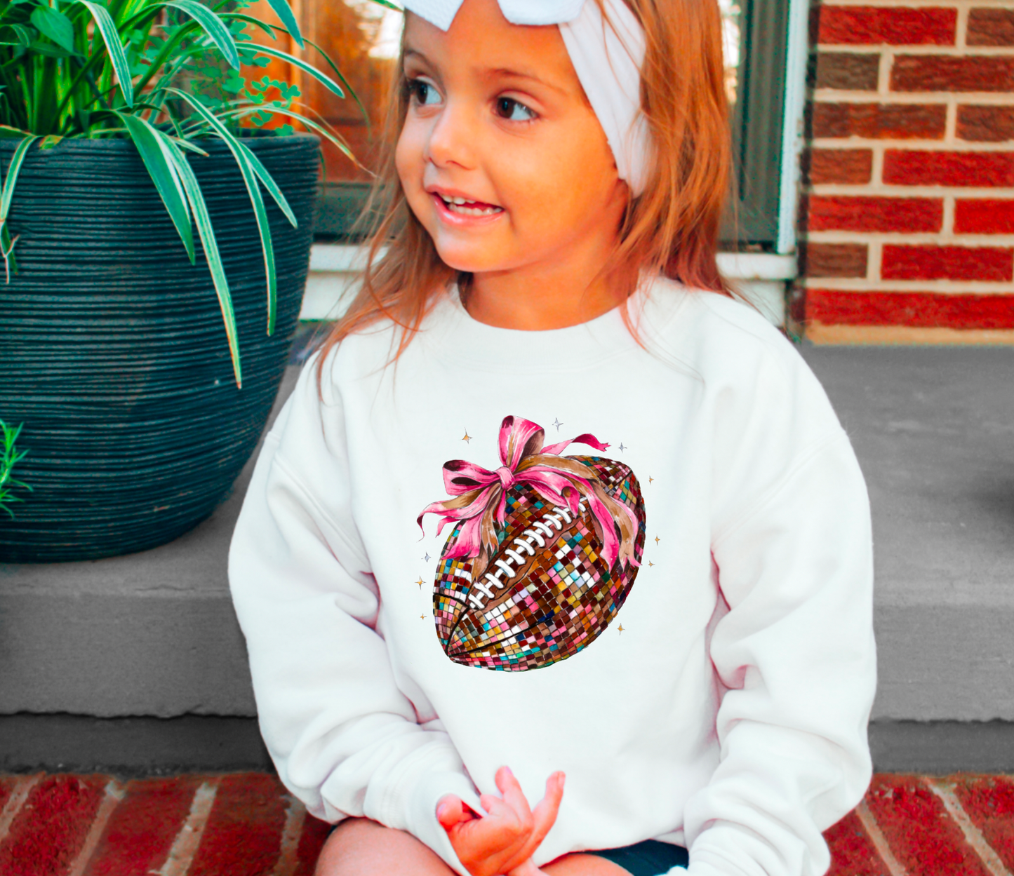 YOUTH Disco Coquette Football Sweatshirt Kids