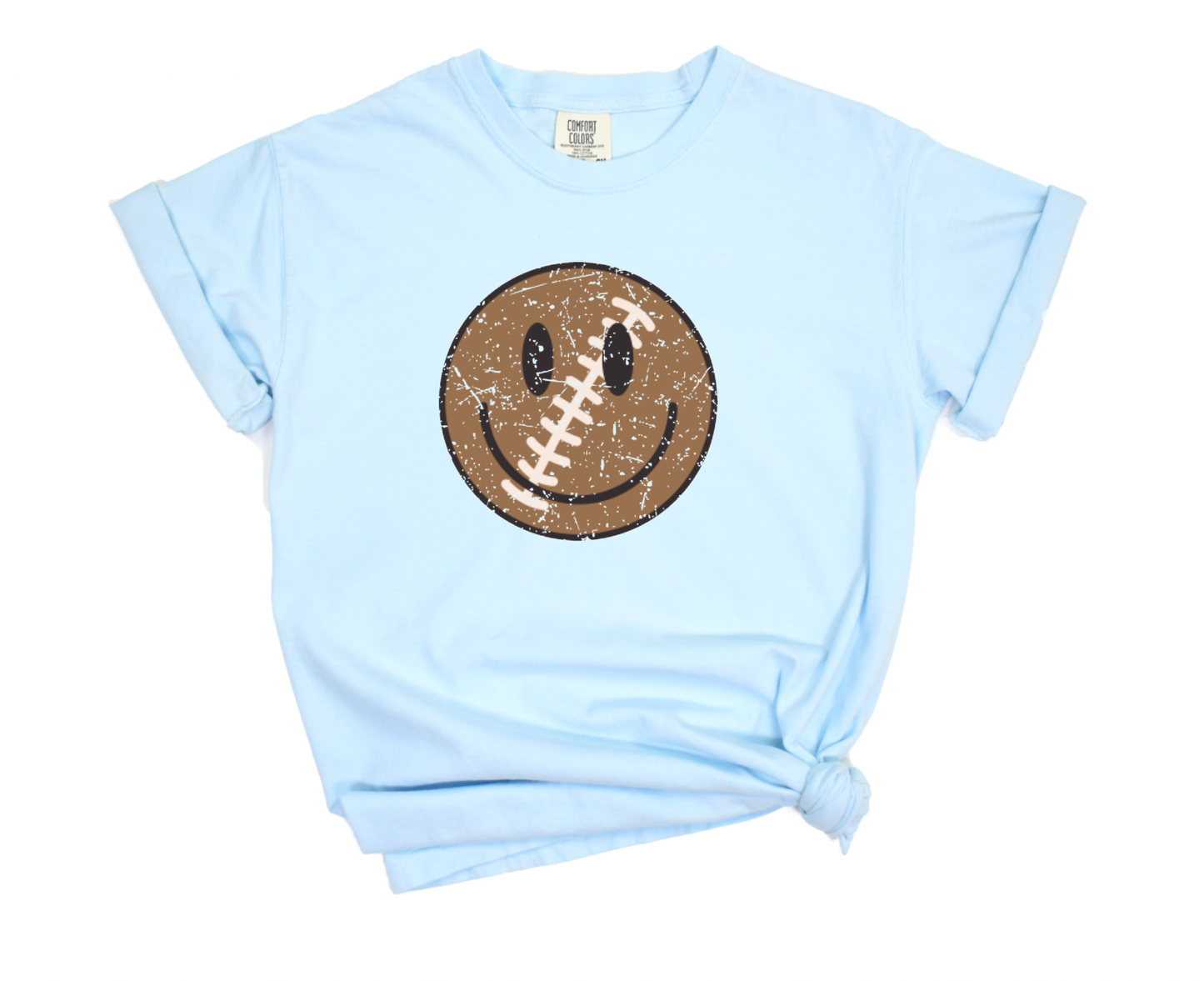 Football Smiley Face Football Graphic Tee