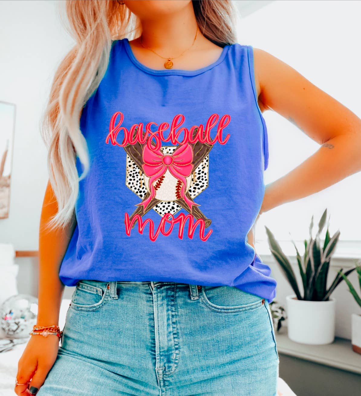 Preppy Pink Baseball Mom Coquette Tank Sports Summer