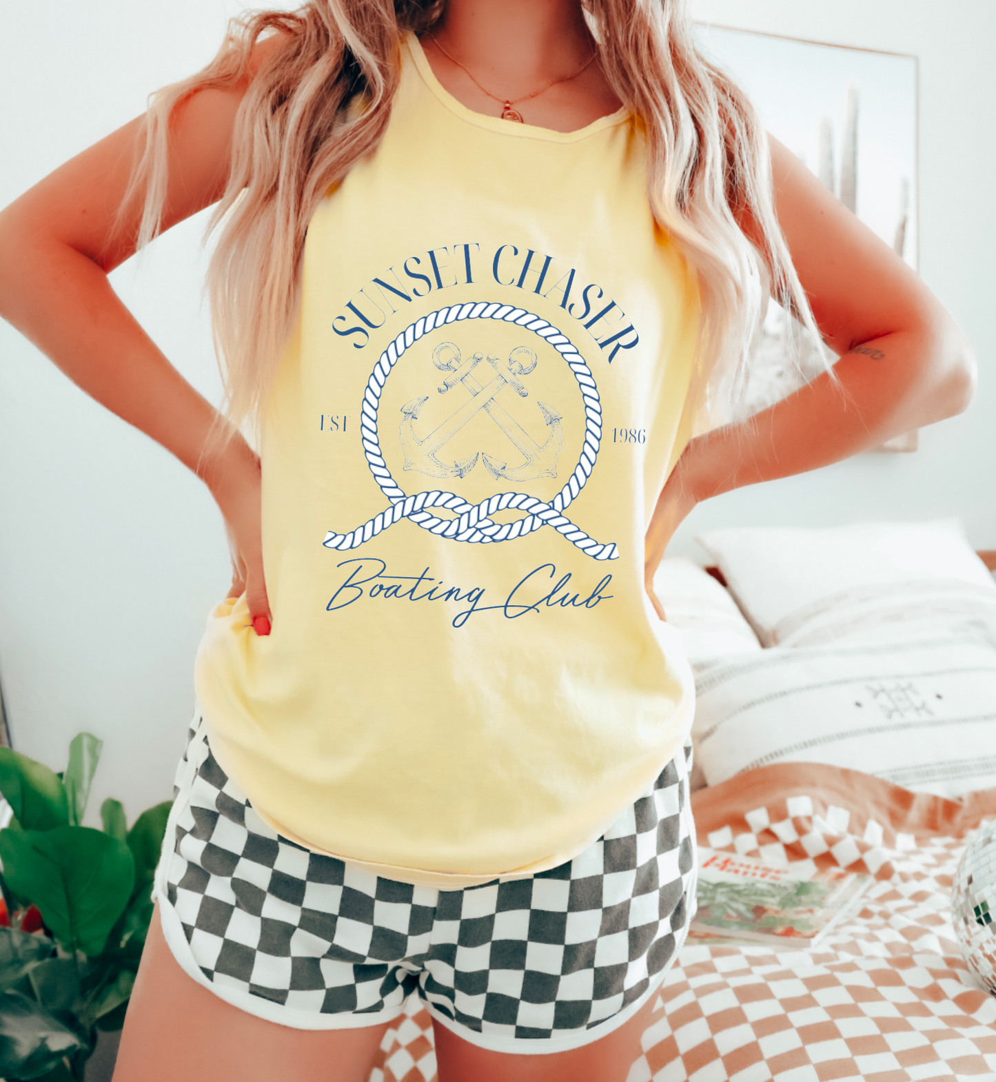 Sunset Chaser Boating Club Tank Top Summer