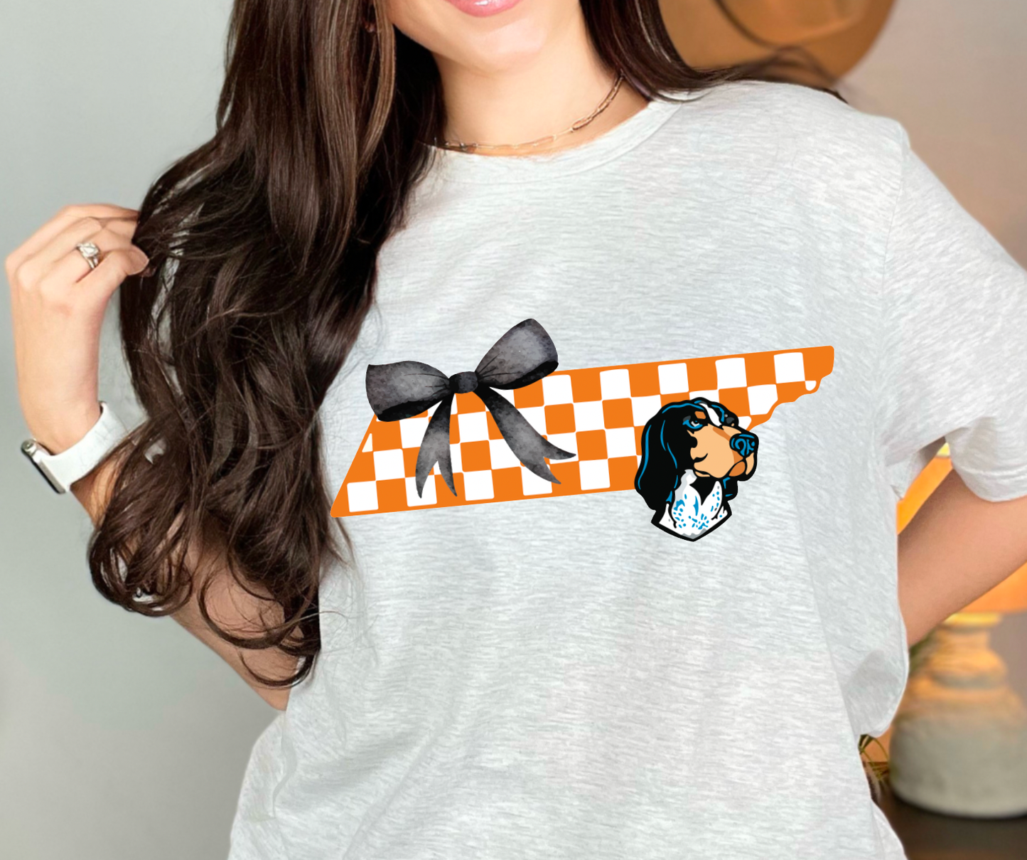 Tennessee Vols Checker Coquette State Graphic Tee