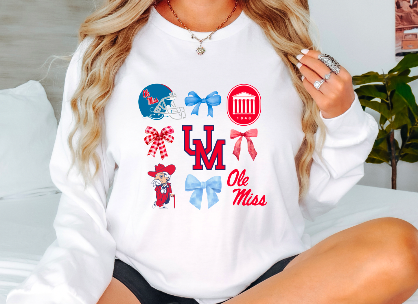 Ole Miss Coquette Graphic Long Sleeve Tee Football