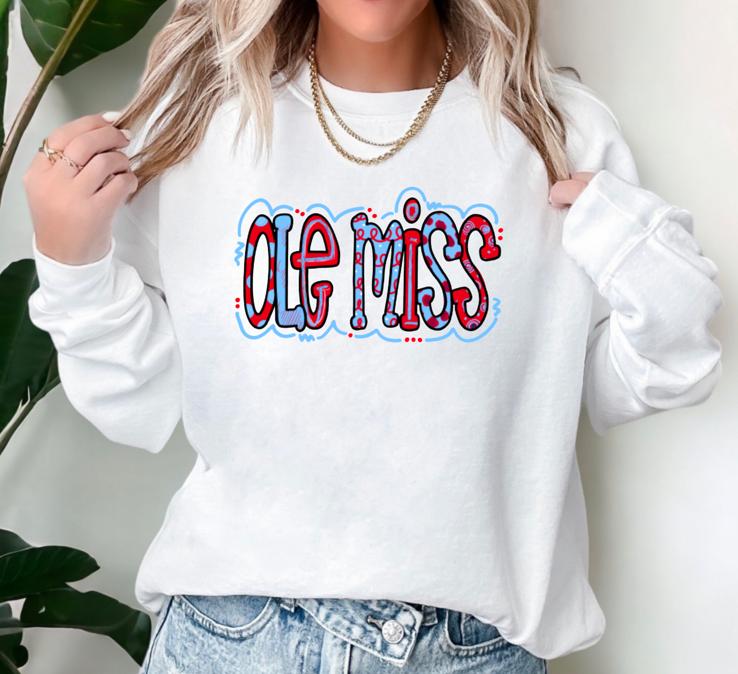 Ole Miss Game Day Doodle Crewneck Sweatshirt