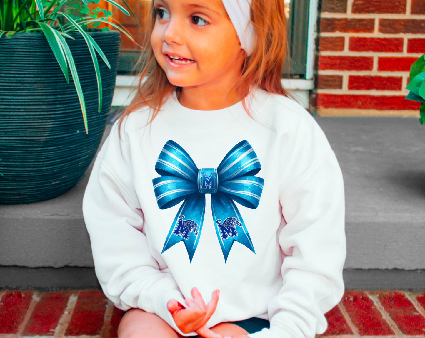 YOUTH Memphis Tigers Coquette Bow Sweatshirt Football