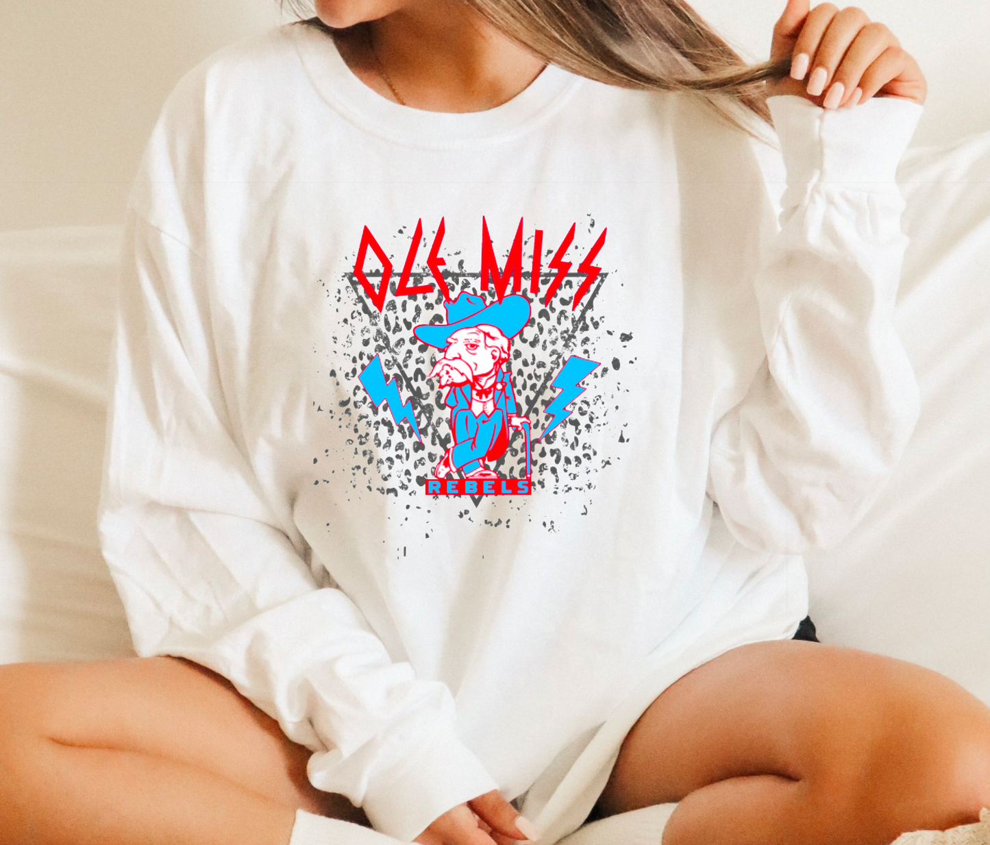 Ole Miss Rebels Powder Blue Rocker Gildan Long Sleeve Tee